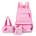 2024 Fashion Waterproof 3 in 1 Set Cartoon Kids School Backpacks for Girls 600D Polyester Zipper Softback 20-36L