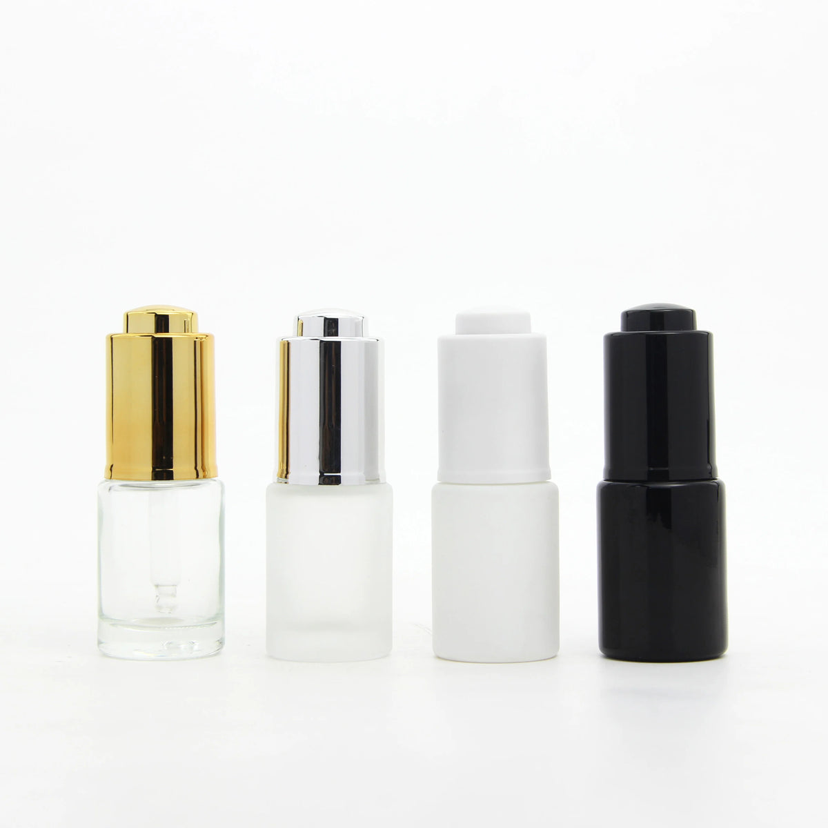 Low MOQ Fast Shipping 15ml 1/2oz Push Button Dropper Bottle Mini Serum Bottles with Skincare Packaging