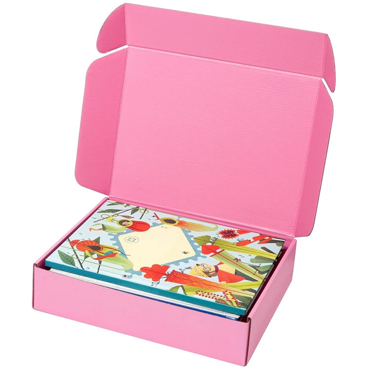 Pink Cosmetics Mailer Box Kraft Paper with E-Flute Corrugated Cardboard Waterproof Embossed Printing for Mailing Packaging
