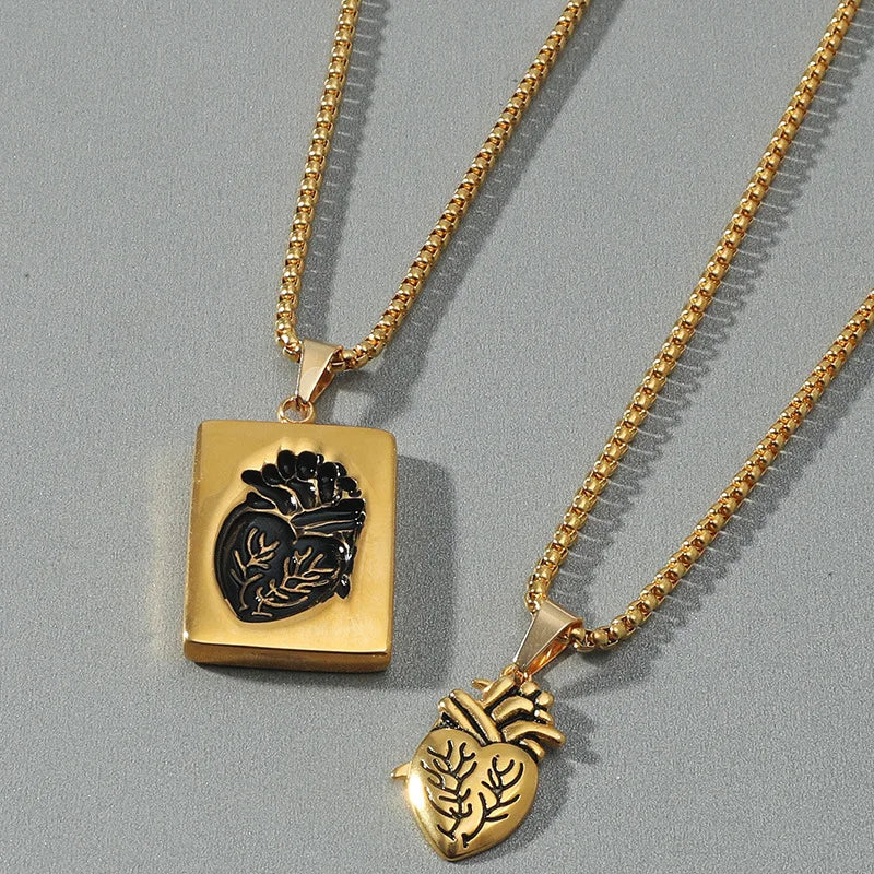 Collares Para Parejas Punk Style Love Heart Pendant Necklace Set 2 Piece Necklace for Couples
