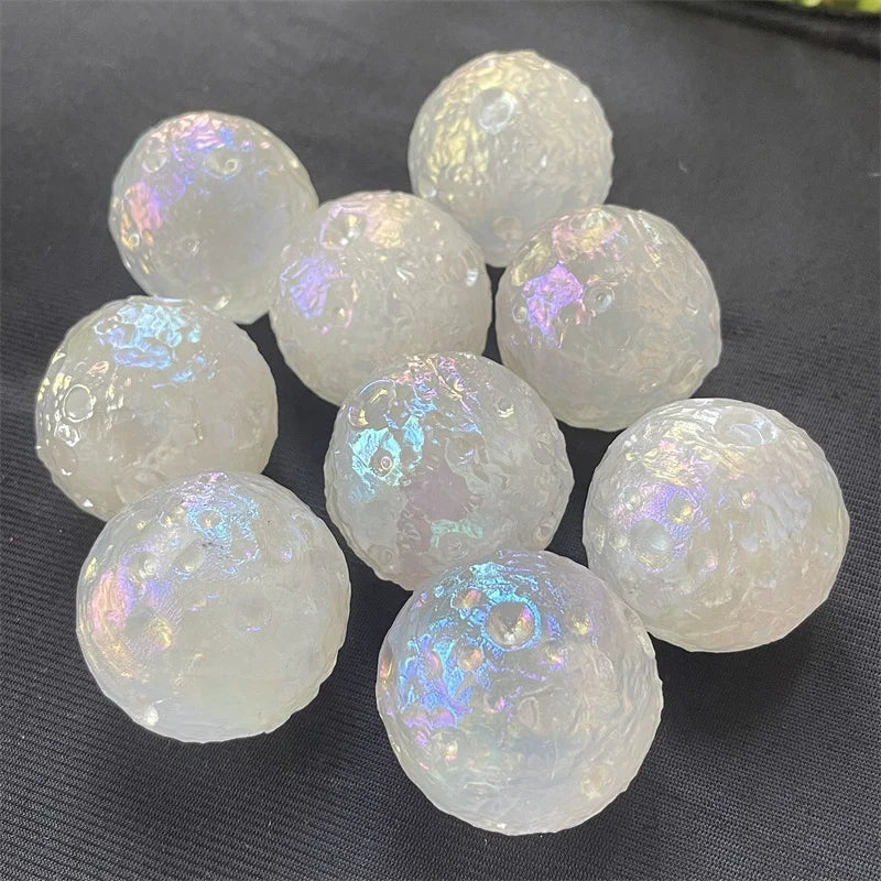 Aura Quartz Moon Ball Natural Crystal Gemstone Aura Clear Quartz Moon