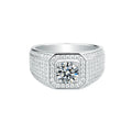 High Quality 925 Sterling Silver Band Mens Luxury 1Carat Moissanite Ring Mens for YiLun Manufacturer