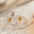 Minimalist 18K Gold Plated Statement Bead Ring Stainless Steel Silver Color Ball Cross Open Ring for Gift