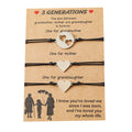 Matching Heart Distance Bracelets Stainless Steel Three-Generation Parent-Child Hand-woven Bracelet Set for MOM Gifts