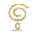 Hip Hop Full Drill O Letter Pendant Necklace Men's Trend Personality Street Wear Take up Cuban Chain Choker Necklace