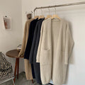 Customized Autumn Women's Thick Knitted Sweater Cardigan OEM Factory Long-sleeved Loose Large Size Casual Long Basic Sweater