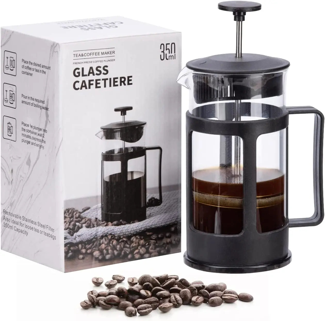 Hot Sell Glass Coffee Maker Pot Coffee Shop Gift 350ml 600ml Borosilicate Glass Filter Portable French Press Pot