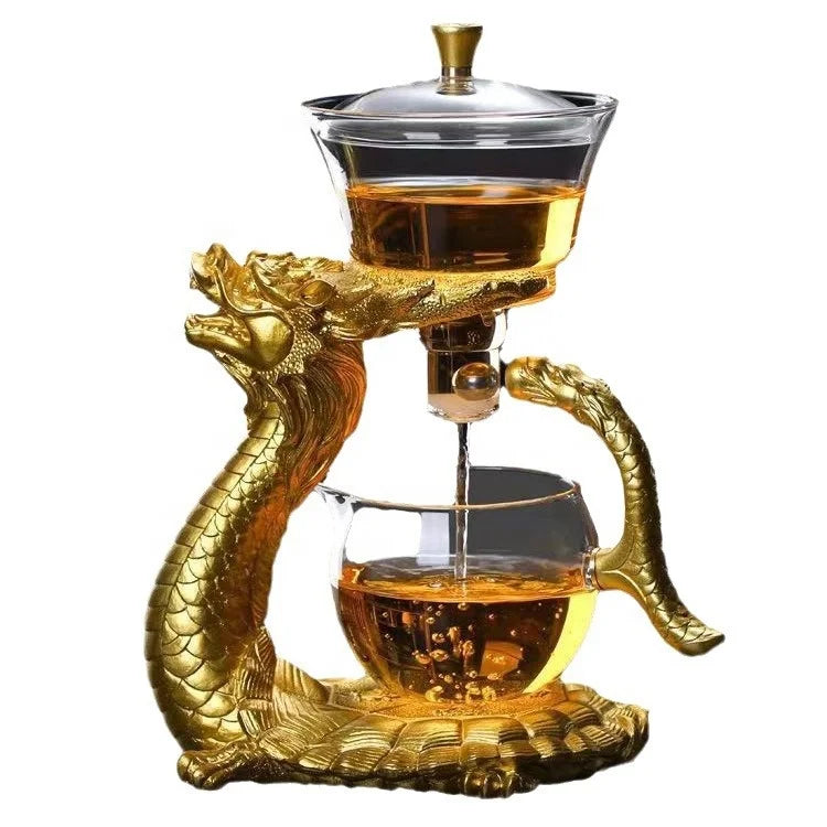 Creative Automatic High Borosilicate Glass Eco-Friendly Modern Design Tea Set Lazy Kung Fu Dragon Brewer Teapot Home Use
