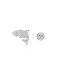 Factory Wholesale 925 Sterling Silver Shark Stud Earrings Trendy Ocean Animal Design Zircon Wedding Party