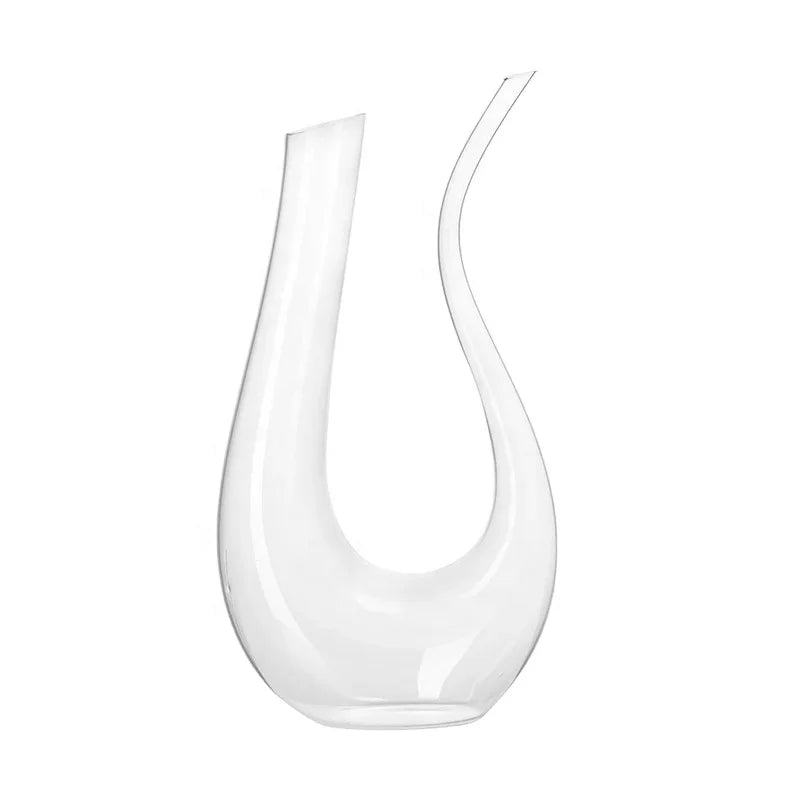U Shape Wine Decanter Hand Blown 100% Lead Free Crystal Red Wine Decanter