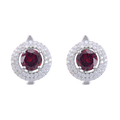 Abiding Halo Earrings Classic Natural Garnet 925 Sterling Silver Clip on Stud Earrings