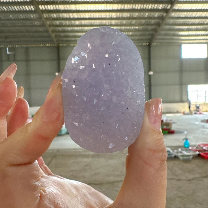 Wholesale Natural Gemstone Blue Lace Agate Cluster Palm Healing Crystal Quartz Craft for Fengshui Decoration