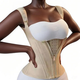 Adjustable Shoulder Strap Body Shaper Best Seller Extreme Compression Sculpt Touch Pink Waist Trainer Vest With Zipper and Hook