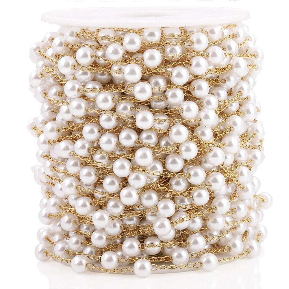 Trendy DIY 18K Gold Plated Waterproof Imitation Pearl Bead Chain CZ Material Hairpin Earring Charm Permanent Jewelry Accessories