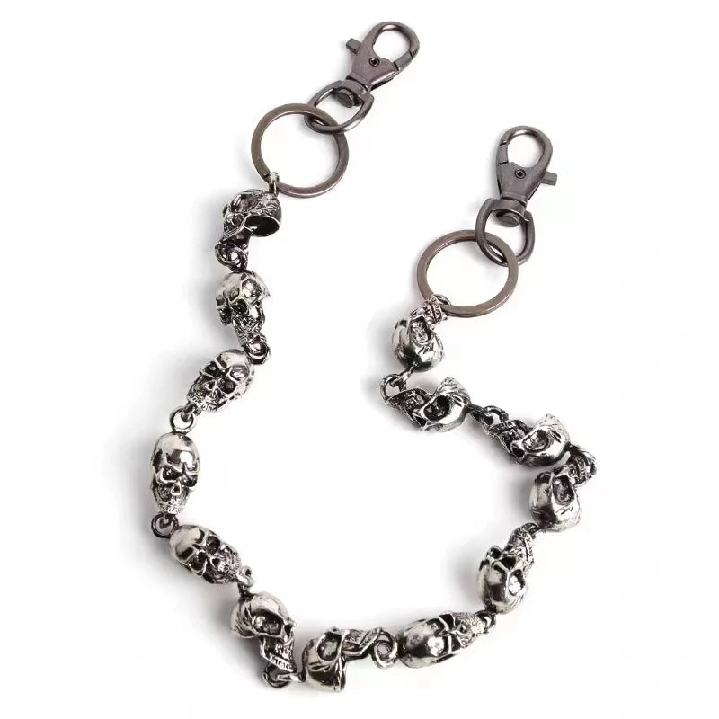 Vintage Punk Skull Pants Chain Heavy Waist Chain Men Cool Jeans Chain Keychain Gothic Biker Fashion Accessories