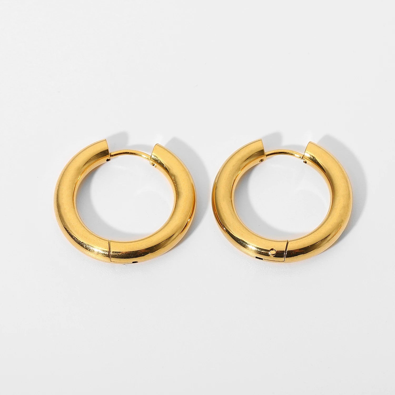 2021 New Arrival Gold Plated 18K Stainless Steel Earrings Jewelry Double Layer Plated Soild Hoop Earrings