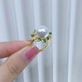 R1101 11-12mm Natural Freshwater Pearl Ring Accessory 925 Sterling Silver Adjustable Size Engagement Jewelry Ring for Women