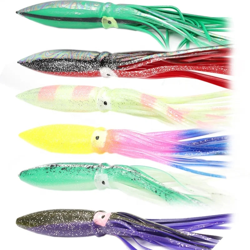 12 15 17 21 Inch Big UV Trolling Octopus Rubber Soft Squid Skirts Bait Squid Skirts Soft Octopus Saltwater Fishing Lure