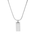Square Pendant 45+5cm/ 50+5cm Necklace Simple White Gold Square Snake Chain Stainless Steel Collarbone Chain