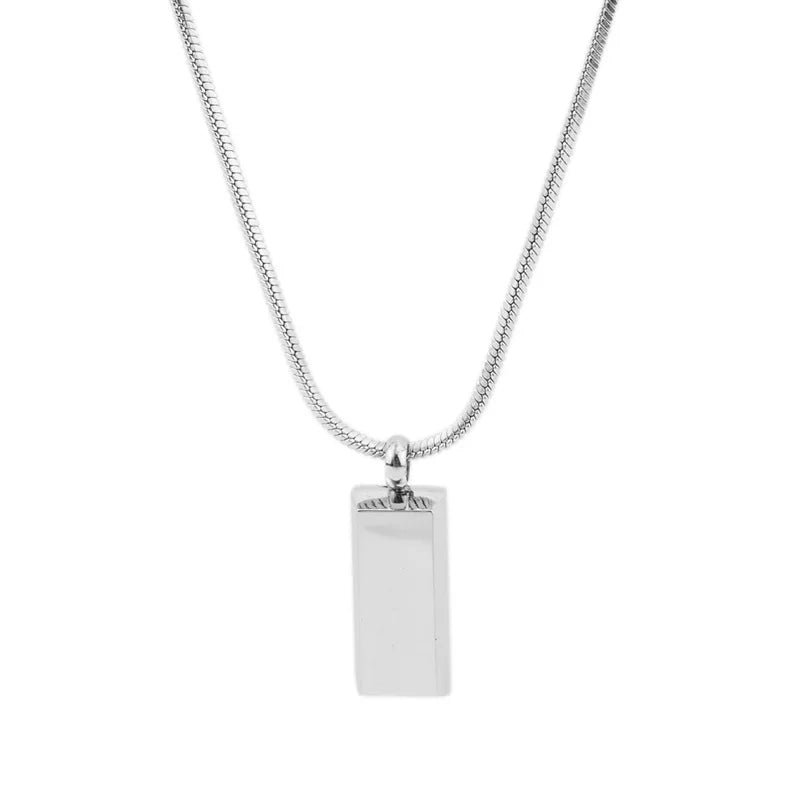 Square Pendant 45+5cm/ 50+5cm Necklace Simple White Gold Square Snake Chain Stainless Steel Collarbone Chain