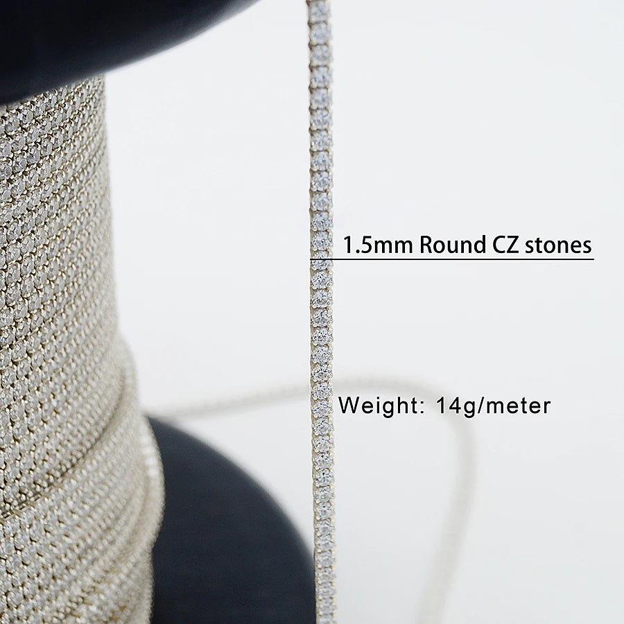 Wholesale Fine Sterling Silver Chain Roll 925 Jewelry Zircon Stones Tennis Chain Roll Chains for Men Heavy Necklace