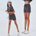 Women's 2 Piece Outfits Casual Short Sleeve Pullover Tops Crop Top Shorts Sport Sets