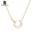 High-end S925 Sterling Silver White Mother-of-pearl Crescent-shaped and Interlocking Zirconia Pendant Necklace for Women