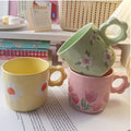 Ins Korea Tulip Flower Ceramic Water Mug with Flower Handle Creative Couple Breakfast Mug