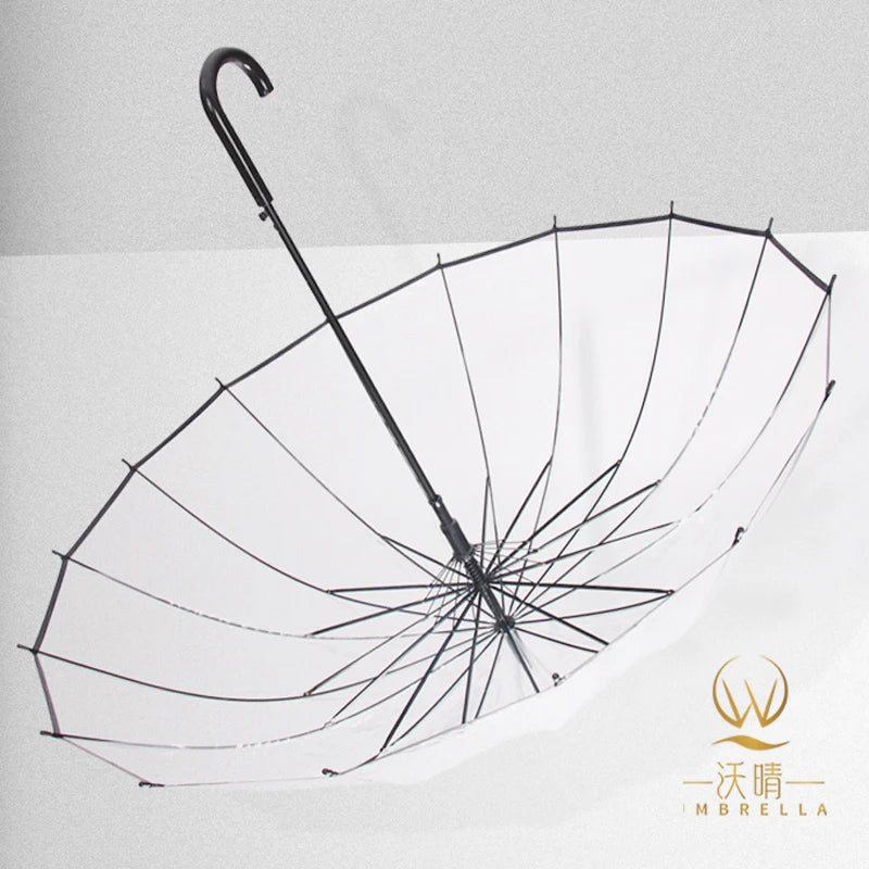 POE Transparent Fiberglass Frame Classic Semi-Automatic Travel Umbrella 16K Windproof Waterproof for Adults Casual Hanging