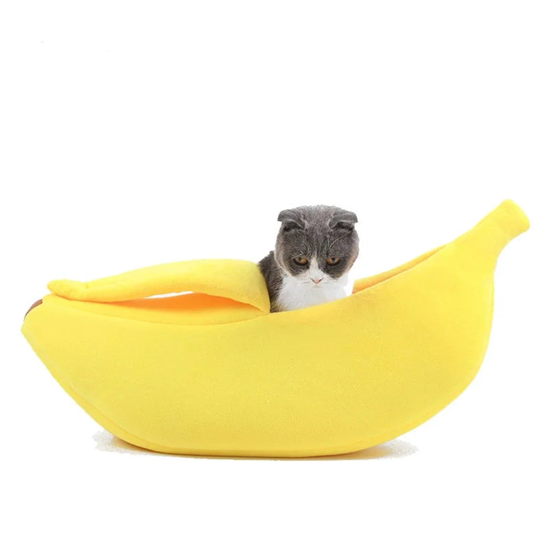 Customizable Small Medium Pet Bed Comfortable Deep Sleep Banana Boat Style Dog Cat Pet House with Solid Pattern