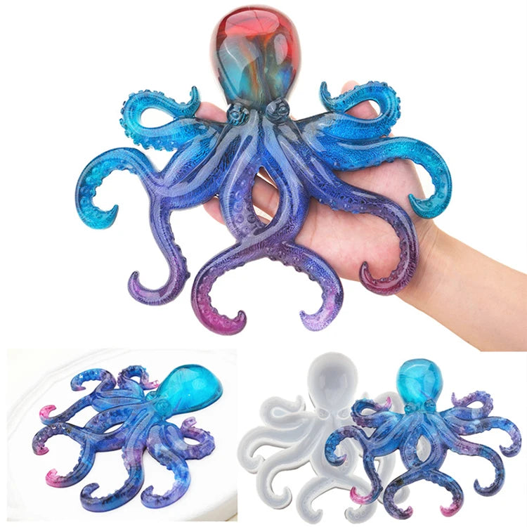 YS DIY Resin Large Octopus Ocean Creature Silicone Mold Holder Hook Ocean Decorations Home Decor Art and Decor Coaster Tray Tool