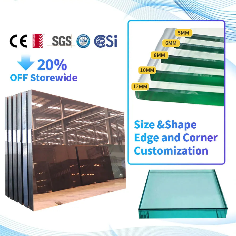 Customized Large High-Strength Flat Tempered Glass for Hotel Outdoor Building Facades Indoor Interiors Bathroom Decoration