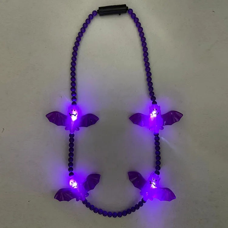 LED Glowing Bat Necklace Plastic Beads Battery Powered Valentine's Day Diwali Thanksgiving Christmas Ramadan Graduation Parties