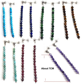 Natural Cut 4mm Beads Crystal Tourmaline Tassel Earrings for Women Long Dangle Earring Line Accessories Trendy Ear Jewelry