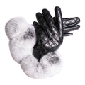 MWFur Fashion Rex Rabbit Fur Gloves Touchscreen Mittens  Sheepskin Leather Gloves for Women