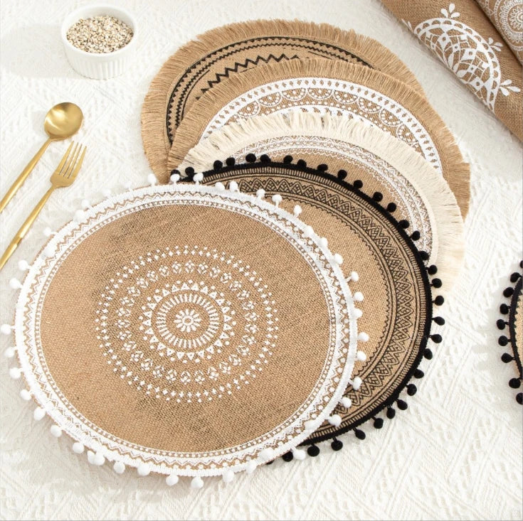 Simple Hand-woven Jute Placemats Retro Restaurant Cotton and Linen Decorative Mats Shooting Props Vase Mats