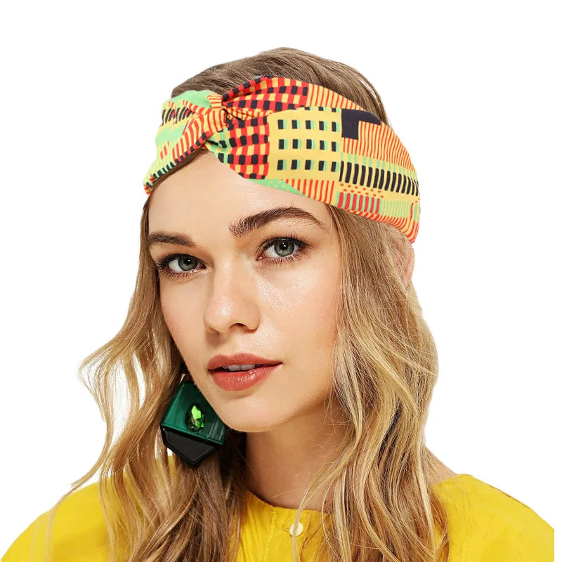 African Pattern Print Headband for Women Twist Style Salon Make up Hair Wrap Hair Band for Women Long Hair