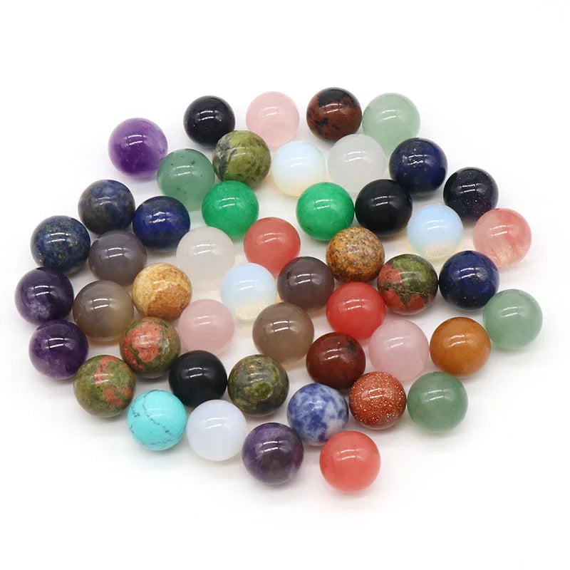 Natural No Hole 12mm Semi-precious Crystal Stone Round Beads Gemstone Loose Beads Jewelry Accessories