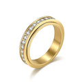 Luxury Style New Trendy Relax Design Jewelry CZ Stone Stainless Steel Rotatable Ring Women Men JZ653