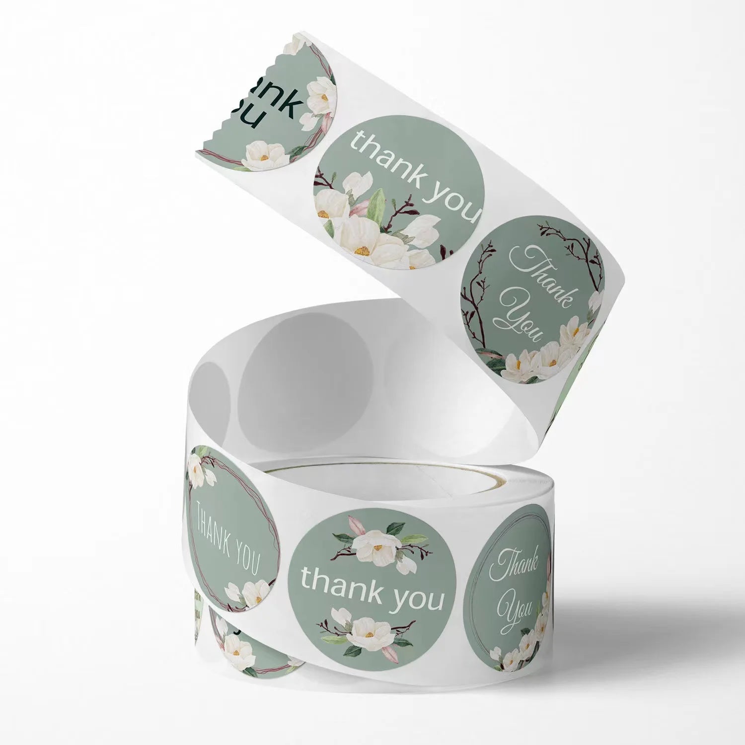 E-500 Pcs/Roll Wholesale Colorful Floral  Paper Roll Sticker Rose Thank You Label Holiday Birthday Wedding Envelope