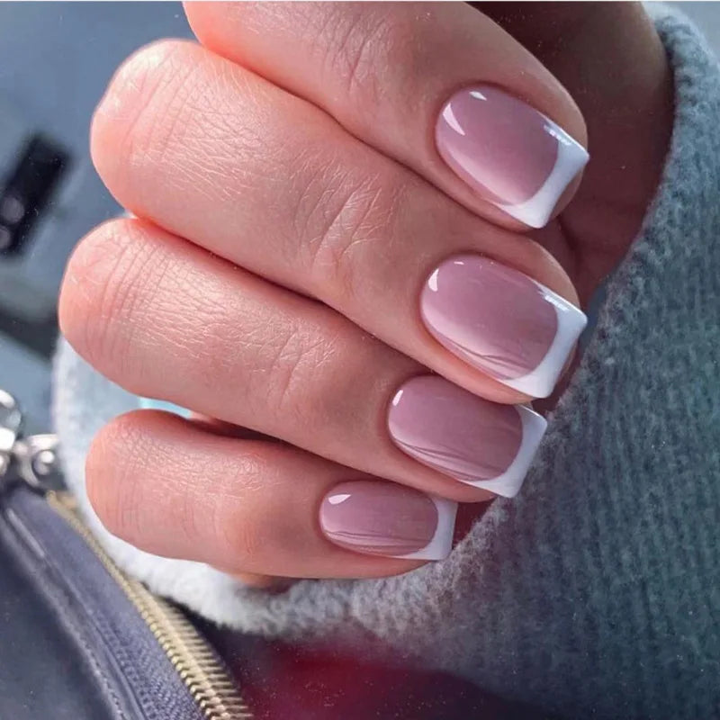 French Short square 24 Piece Artificial False Nails Private Label Nail Acrylic Stickers Press on Short Nails