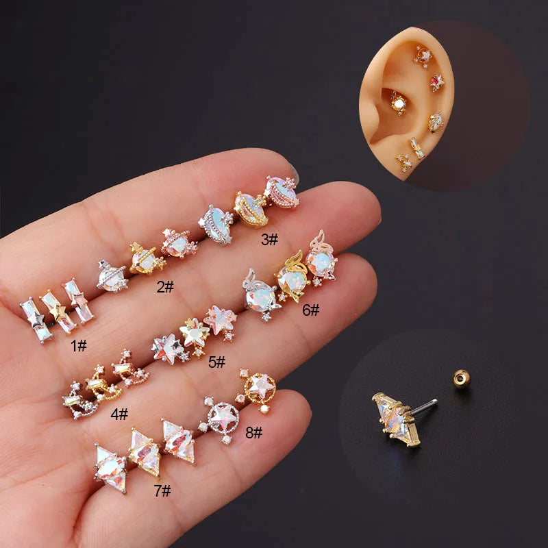 New Fashionable and Personalized Design Earrings with Geometric Zirconia High-end Feel and Temperament