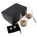 Premium Whisky 8 Granite Chilling Ice Cube Rocks Stone Glass and Ice Tong Set Marble Whiskey Stones