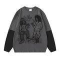 Custom logo Streetwear Mens Graphic Vintage Double Layer Long Sleeve t Shirt for Men