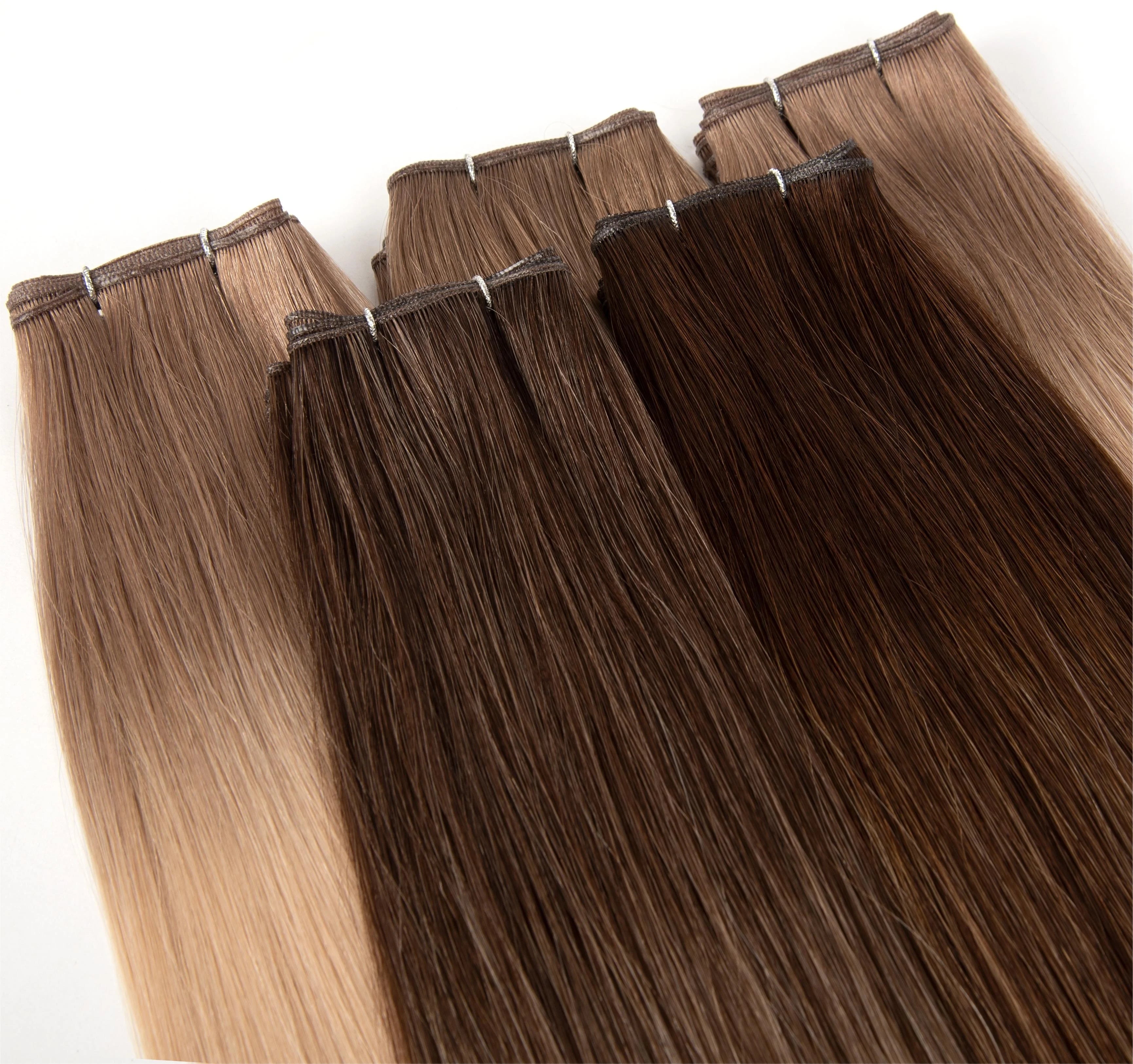 2024 Great Quality 12a Human Hair Extensions Genius Weft tangle No Shedding Russian Human Hair Genius Weft Hair Extensions
