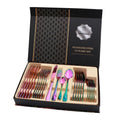 1810 Luxury Stainless Steel Cutlery Set 24pcs Mirror Polished Spoon and Fork Colorful Gift Box for Home Use
