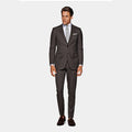 Medium Brown Tropical Wool Business Gentleman Single-breasted Men's Slim Suit