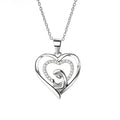 Hot Sale 925 Sterling Silver Pendant Necklace Mom and Son Heart Shape with Zircons Silver Plated Mother's Day Gift