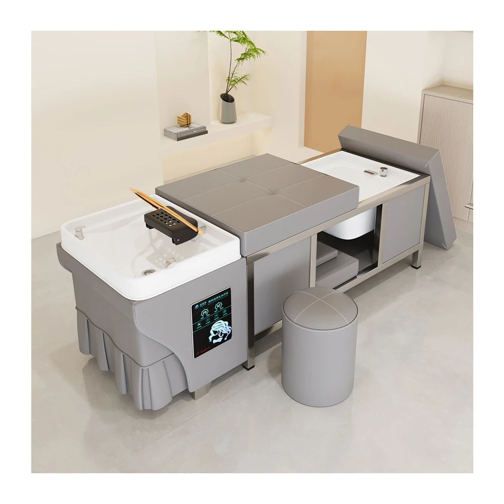 Adjustable Hydraulic Salon Furniture Head Spa Bed for Lay Down Washing Shampoo Bed