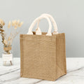 High Quality Custom Printed Brown Jute Tote Bag Convenient Portable Handbags for Shopping Made of Canvas and Woven Material